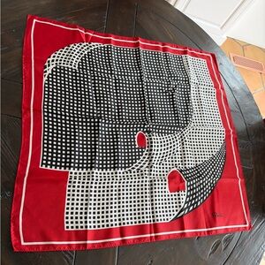 Vintage 1960’s Gino Paoli Chic Red and Black Geometric Checkered Scarf